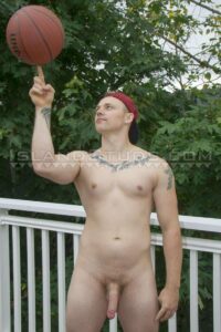 Big 8 inch dicked basketball player Greyson strips nude jerking out a huge cum load dripping down balls 0 gay porn pics 200x300 - Sexy gay young Aussie threesome Benny Fox, Byron Atwood and Dylan Anderson’s big uncut dick anal